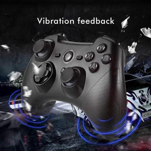 Alt view image 6 of 7 - Wireless PC Game Joystick Controller, 2.4G Wireless Gamepad Joystick with Dual Vibration, 14 Hours of Playing Battery, for PC/PS3/TV Box/Nintendo Switch (Black)