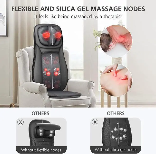 Alt view image 2 of 7 - Snailax shiatsu Neck & Back Massager with Heat, Full Back Kneading Shiatsu or Rolling Massage, Massage Chair pad with Height Adjustment, Back Massager for Neck and Shoulder