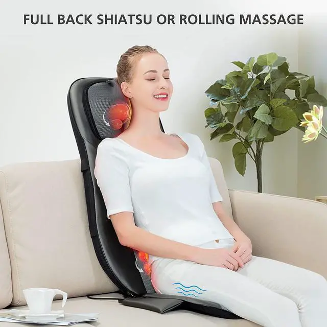 Alt view image 7 of 7 - Snailax shiatsu Neck & Back Massager with Heat, Full Back Kneading Shiatsu or Rolling Massage, Massage Chair pad with Height Adjustment, Back Massager for Neck and Shoulder