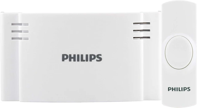 Main image of Philips Accessories Battery-Operated Philips 2-Melody Doorbell Kit, 1 Push Button, 4 Volume Levels White, DES1120W/27