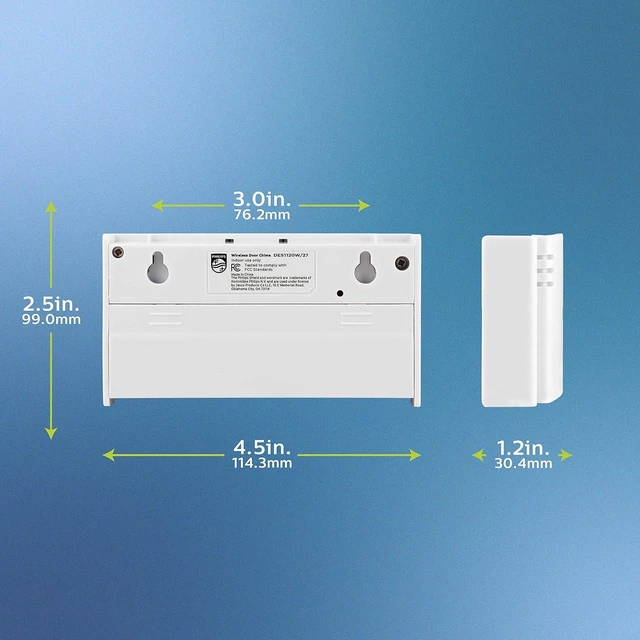 Alt view image 4 of 6 - Philips Accessories Battery-Operated Philips 2-Melody Doorbell Kit, 1 Push Button, 4 Volume Levels White, DES1120W/27