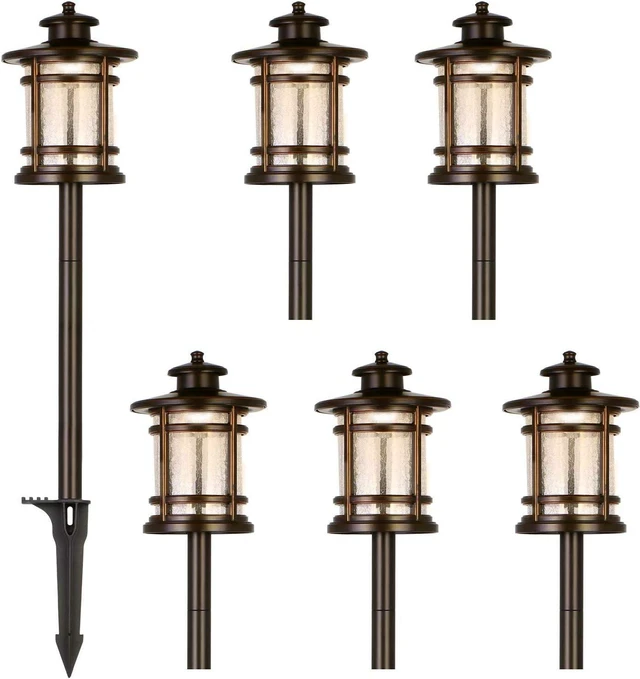 Main image of hykolity Low Voltage ORB LED Landscape Path Light with Crackled Glass Shade