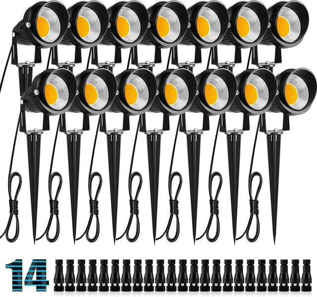 Main image of ZUCKEO 10W Low Voltage Landscape Lights LED Landscape Lighting with Connectors, 12V Outdoor Spotlights Yard Garden Pathway Lights, 1000LM Waterproof Warm White Light (14 Pack)