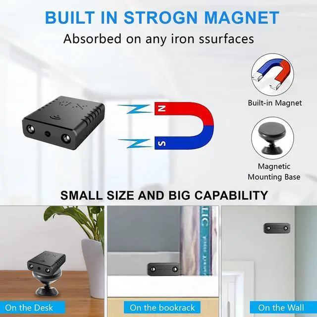 Alt view image 6 of 7 - Rettru Spy Camera Hidden Camera WiFi Small Camera Mini Camera Spy Wireless Mini Spy Camera Nanny Cam Mini Spy Camera Hidden Video Cam Secret Samera Spy Surveillance Camera Full HD