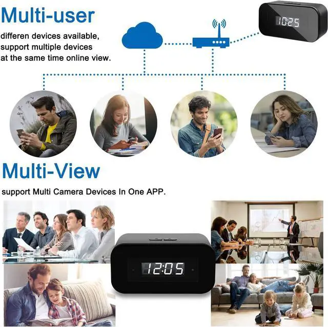 Alt view image 3 of 6 - Hidden Camera Spy Camera Mini Spy Camera 1080P Wireless Hidden WiFi Clock Camera,Hidden Nanny Cam with Night Vision,120 Ultra Wide Angle,Motion Detection,Hidden Cam,Surveillance Camera Full HD