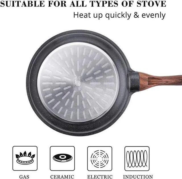 Alt view image 6 of 7 - SENSARTE Nonstick Frying Pan Skillet, Swiss Granite Coating Omelette Pan, Healthy Stone Cookware Chef's Pan, PFOA Free (8/9.5/10/11/12.5 Inch) (9.5 Inch)