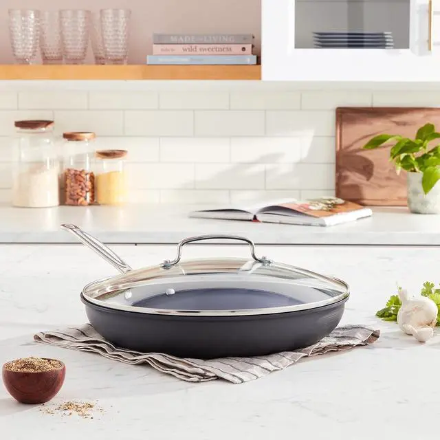 Alt view image 2 of 4 - Cuisinart 12-Inch Skillet, Nonstick-Hard-Anodized with Glass Cover, 622-30GP1