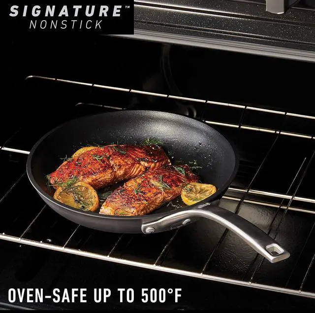 Alt view image 4 of 7 - Calphalon Signature Hard-Anodized Nonstick Wok, 12", Flat-Bottom, Oven-Safe, PFOA-Free, Black