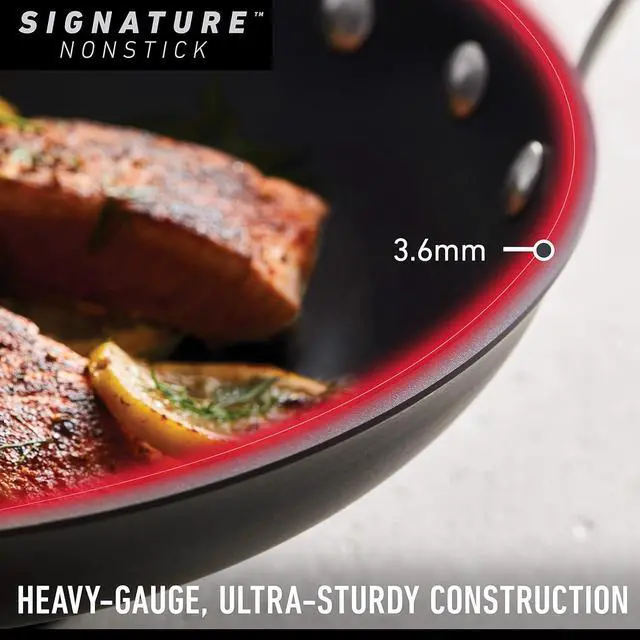 Alt view image 3 of 7 - Calphalon Signature Hard-Anodized Nonstick Wok, 12", Flat-Bottom, Oven-Safe, PFOA-Free, Black