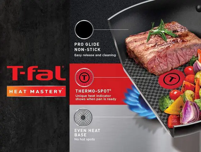 Alt view image 6 of 6 - T-fal Excite ProGlide Nonstick Thermo-Spot Heat Indicator Dishwasher Oven Safe Cookware Set, 14-Piece, Blue