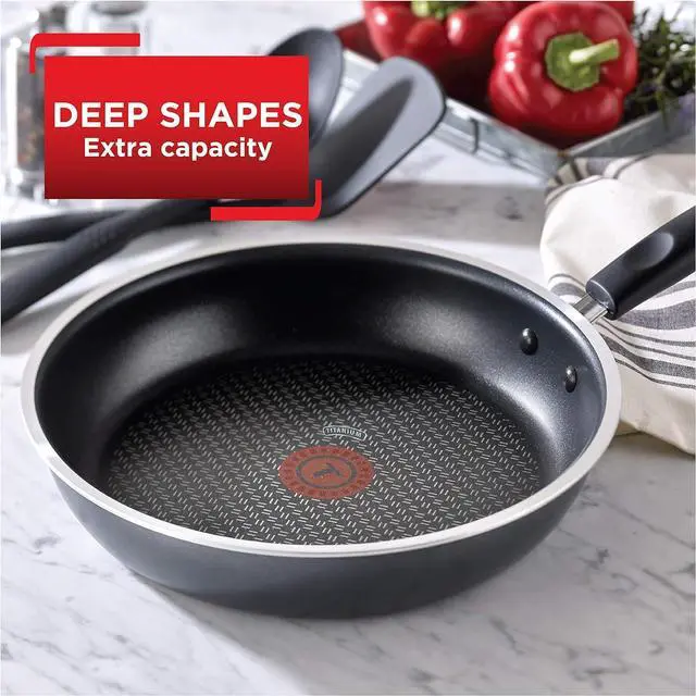 Alt view image 2 of 6 - T-fal Signature Nonstick Fry Pan 12 Inch Oven Safe 350F Cookware, Pots and Pans, Dishwasher Safe, Gray