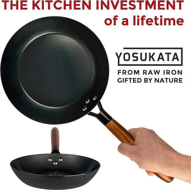 Alt view image 4 of 7 - Coating-Free Carbon Steel Pan - Durable 7.9 Inch Frying Pan - Pans for Cooking Healthy and Delicious Meals - Carbon Steel Pan with Removable Heat-Resistant Wooden Handle - Easy to Clean Fry Pan