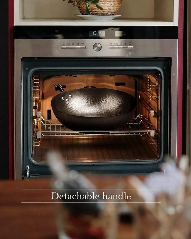 Alt view image 5 of 6 - Wok Pan 12.5", Woks and Stir Fry Pans with lid, Carbon Steel Wok with Cookware Accessories, Flat Bottom Suits for all Stoves