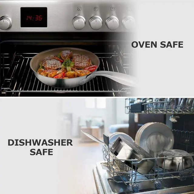 Alt view image 5 of 7 - Duxtop Ceramic Non-stick Frying Pan, Stainless Steel Induction Frying Pan, 8-Inch Stir Fry Pan with Heavy-gauge Impact-bonded Bottom, FUSION Ti