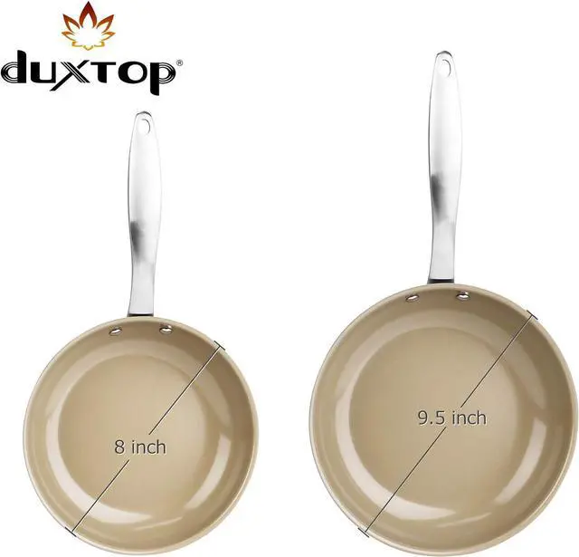 Alt view image 6 of 7 - Duxtop Ceramic Non-stick Frying Pan, Stainless Steel Induction Frying Pan, 8-Inch Stir Fry Pan with Heavy-gauge Impact-bonded Bottom, FUSION Ti