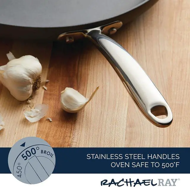 Alt view image 4 of 7 - Rachael Ray 80089 Professional Hard Anodized Nonstick Frying/Fry Pan/Skillet with Helper Handle, 14 Inch - Gray