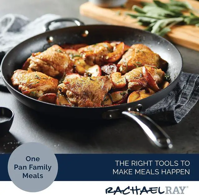 Alt view image 3 of 7 - Rachael Ray 80089 Professional Hard Anodized Nonstick Frying/Fry Pan/Skillet with Helper Handle, 14 Inch - Gray