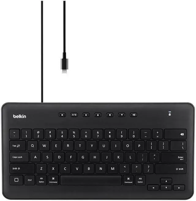 Alt view image 3 of 7 - Belkin Wired Keyboard For Apple iPad With Lightning Cable B2B124 - BLACK
