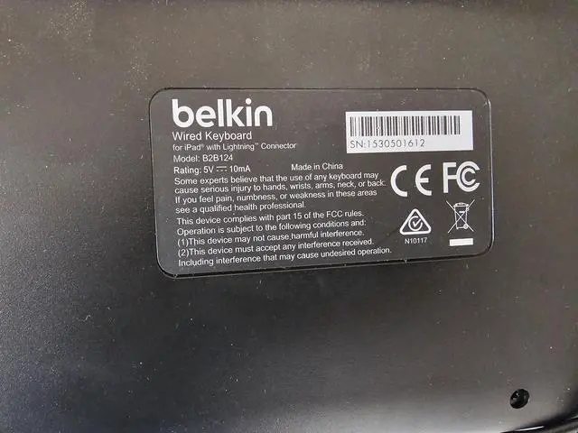 Alt view image 7 of 7 - Belkin Wired Keyboard For Apple iPad With Lightning Cable B2B124 - BLACK