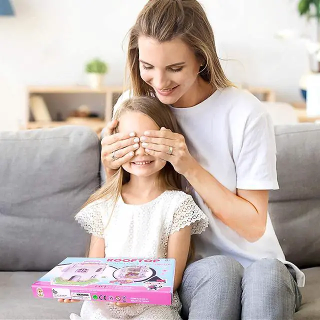 Alt view image 7 of 7 - 3D Puzzle Dollhouse for Kids, 3D Jigsaw Dollhouse Puzzle for Girls - Educational Paper Craft Toys for Game Xmas Birthday Easter Gifts, Easy to Assemble with LED Light - 101 Pieces