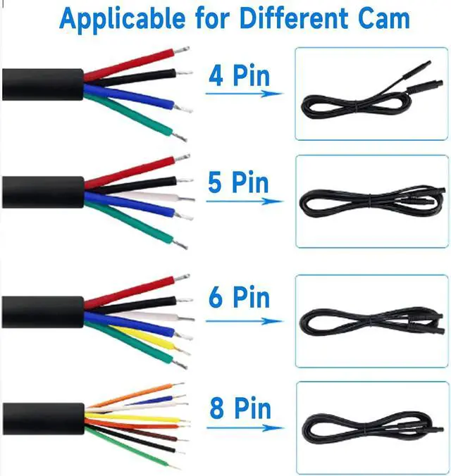 Alt view image 7 of 7 - 6 Pin Backup Camera Extension Cable, 2m Extension Power Cord for 6 Pin Dash Cam, Female to Male Reverse Camera Extension Cable for Car Pickup Truck SUV Van Rv Trailer