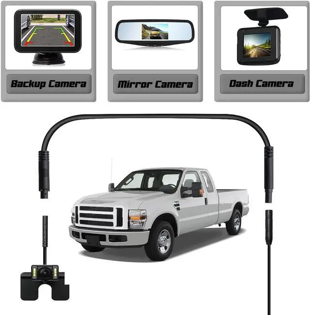 Alt view image 6 of 7 - 6 Pin Backup Camera Extension Cable, 2m Extension Power Cord for 6 Pin Dash Cam, Female to Male Reverse Camera Extension Cable for Car Pickup Truck SUV Van Rv Trailer