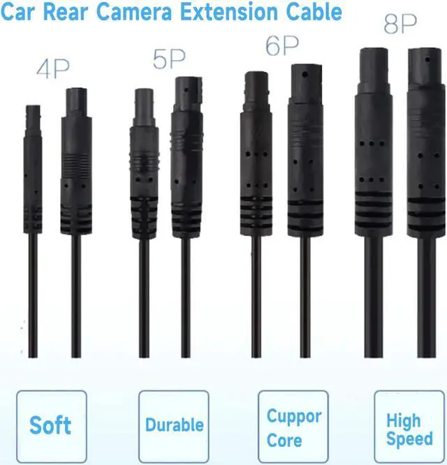 Alt view image 4 of 7 - 6 Pin Backup Camera Extension Cable, 2m Extension Power Cord for 6 Pin Dash Cam, Female to Male Reverse Camera Extension Cable for Car Pickup Truck SUV Van Rv Trailer