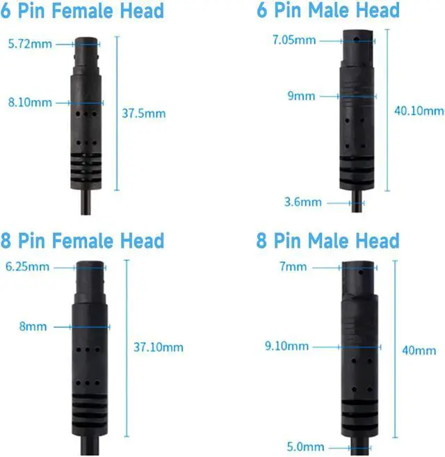 Alt view image 2 of 7 - 6 Pin Backup Camera Extension Cable, 2m Extension Power Cord for 6 Pin Dash Cam, Female to Male Reverse Camera Extension Cable for Car Pickup Truck SUV Van Rv Trailer