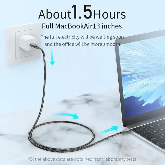 Alt view image 5 of 7 - Sourcingbay USB Type-C Charger Cable, 100W PD Fast Charging, 6ft Metal Braided, Chew-Proof, USB-C Male to Male Data Sync Cord for iPhone 15, MacBook Pro 2020, iPad Pro 2020, Galaxy S23