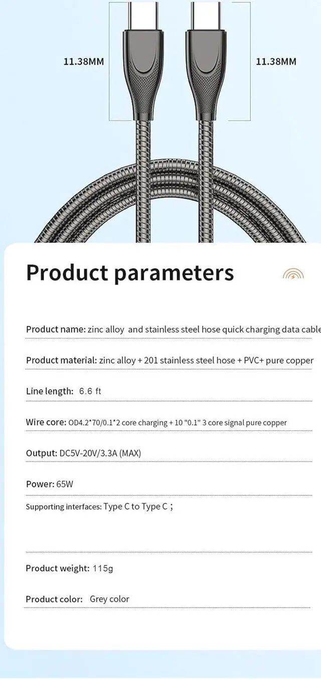 Alt view image 3 of 7 - Sourcingbay USB Type-C Charger Cable, 100W PD Fast Charging, 6ft Metal Braided, Chew-Proof, USB-C Male to Male Data Sync Cord for iPhone 15, MacBook Pro 2020, iPad Pro 2020, Galaxy S23