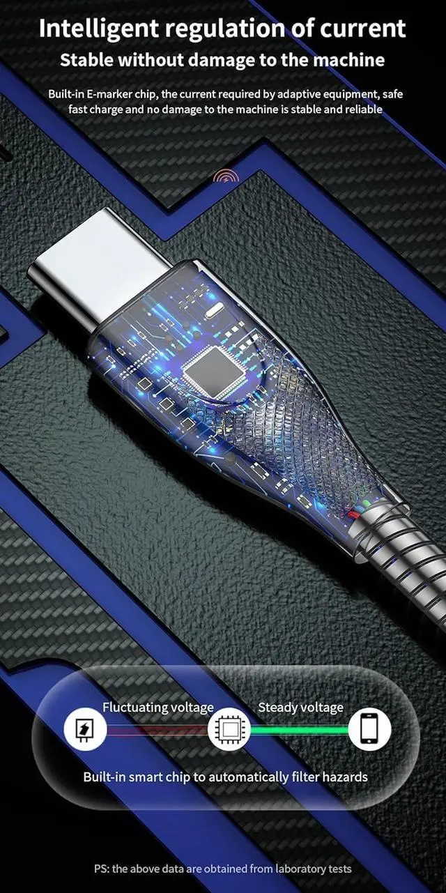 Alt view image 6 of 7 - Sourcingbay USB Type-C Charger Cable, 100W PD Fast Charging, 6ft Metal Braided, Chew-Proof, USB-C Male to Male Data Sync Cord for iPhone 15, MacBook Pro 2020, iPad Pro 2020, Galaxy S23