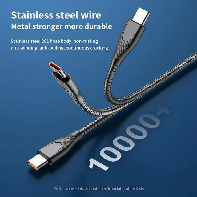 Alt view image 2 of 7 - Sourcingbay USB Type-C Charger Cable, 100W PD Fast Charging, 6ft Metal Braided, Chew-Proof, USB-C Male to Male Data Sync Cord for iPhone 15, MacBook Pro 2020, iPad Pro 2020, Galaxy S23