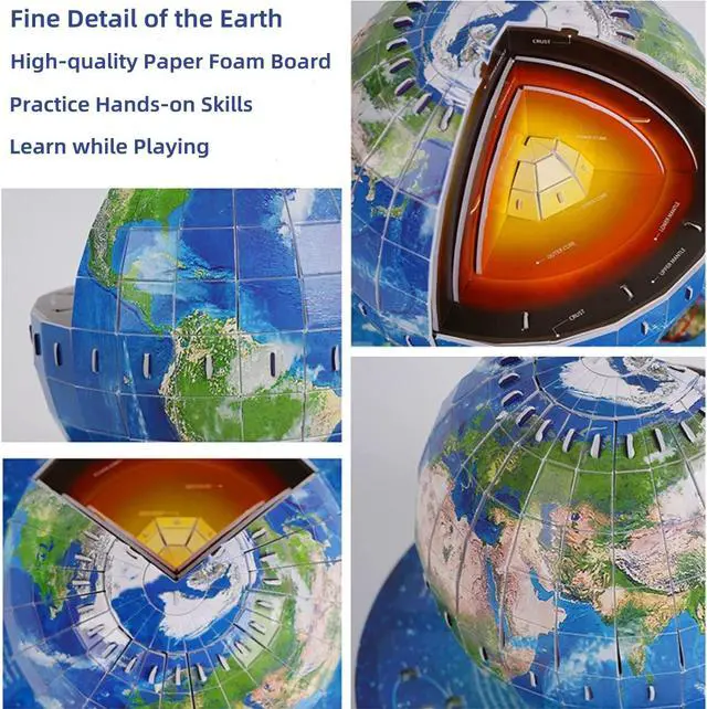 Alt view image 5 of 7 - Sourcingbay Educational 3D Earth Globe Puzzle Kit for Kids 8-14, Geography Learning Toy, 50-Piece DIY Jigsaw World Map Model - Birthday Gift for Boys and Girls!