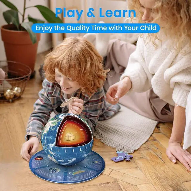 Alt view image 6 of 7 - Sourcingbay Educational 3D Earth Globe Puzzle Kit for Kids 8-14, Geography Learning Toy, 50-Piece DIY Jigsaw World Map Model - Birthday Gift for Boys and Girls!