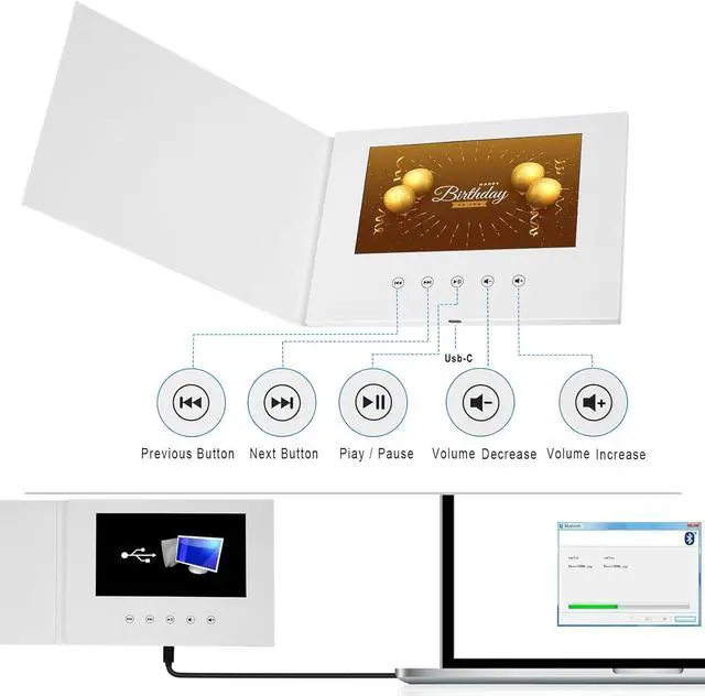 Alt view image 3 of 7 - Sourcingbay Personalized Video Greeting Card | Customizable Video Book with 7 HD IPS Display | 4GB Memory & Rechargeable Battery | Perfect for Weddings, Events, and Heartfelt Messages