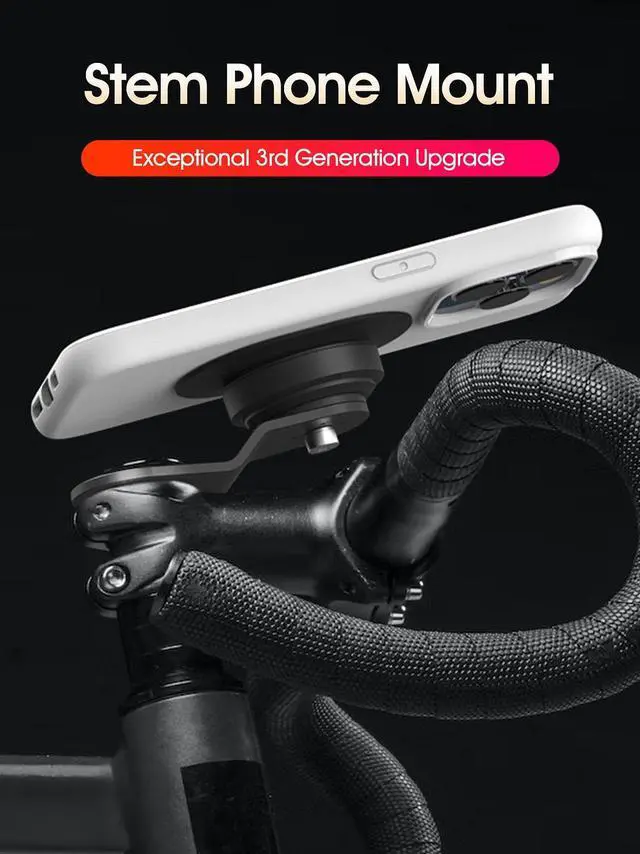 Alt view image 3 of 7 - Sourcingbay SinceTop Phone Mount for Bicycle -Series Q [Quad],Quick Attach/Detach,Upgraded Stem Phone Holder for Mountain/Road Bike/MTB, Bicycle Phone Clip for All 4.5-6.8 Phone Models