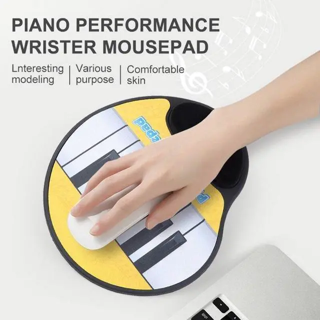 Alt view image 5 of 7 - Sourcingbay Piano Keyboard Mouse Pad with Wrist Rest  Interactive Music Mat with Sound Keys  Fun Gift for Musicians & Office Desk Accessories  Battery Powered Novelty Toy - 2PCS