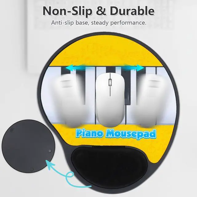 Alt view image 5 of 7 - Sourcingbay Piano Keyboard Mouse Pad with Wrist Rest  Interactive Music Mat with Sound Keys  Fun Gift for Musicians & Office Desk Accessories  Battery Powered Novelty Toy