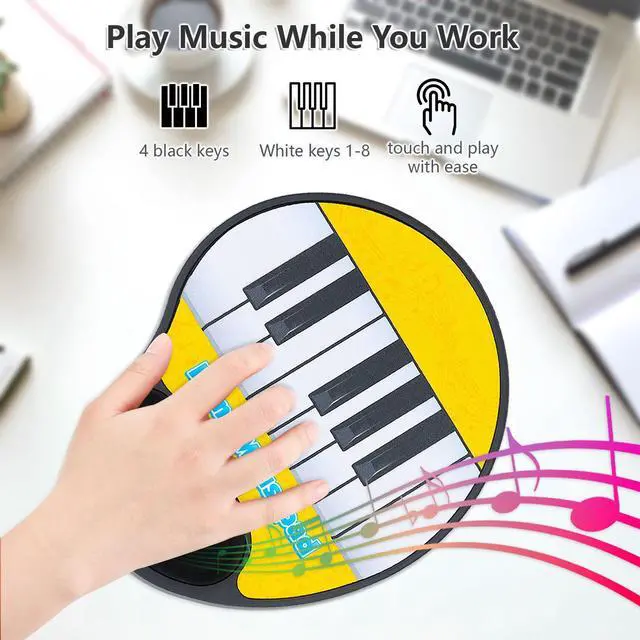 Alt view image 4 of 7 - Sourcingbay Piano Keyboard Mouse Pad with Wrist Rest  Interactive Music Mat with Sound Keys  Fun Gift for Musicians & Office Desk Accessories  Battery Powered Novelty Toy