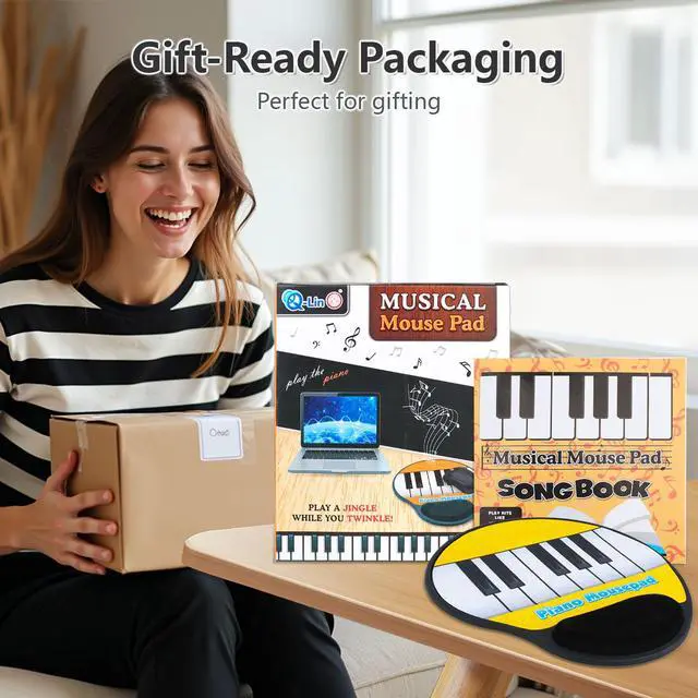 Alt view image 7 of 7 - Sourcingbay Piano Keyboard Mouse Pad with Wrist Rest  Interactive Music Mat with Sound Keys  Fun Gift for Musicians & Office Desk Accessories  Battery Powered Novelty Toy