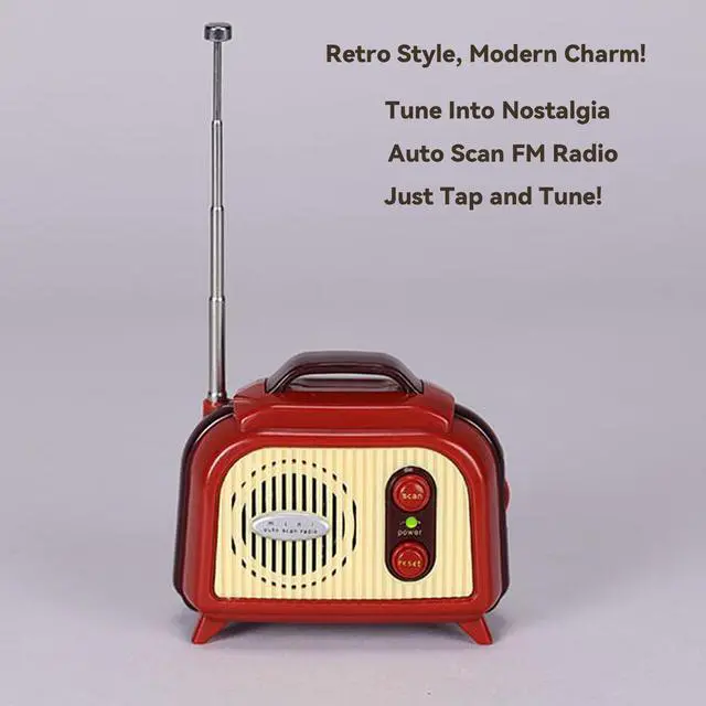 Alt view image 6 of 7 - Sourcingbay Vintage Mini FM Radio  Portable Retro-Style Radio with Auto Scan  Classic Decorative Desk Accessory  Battery Powered, Perfect for Home & Travel