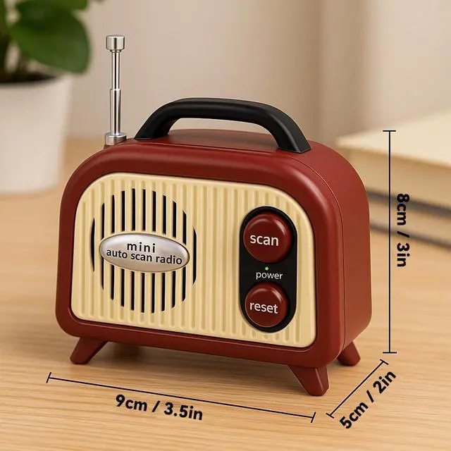 Alt view image 4 of 7 - Sourcingbay Vintage Mini FM Radio  Portable Retro-Style Radio with Auto Scan  Classic Decorative Desk Accessory  Battery Powered, Perfect for Home & Travel