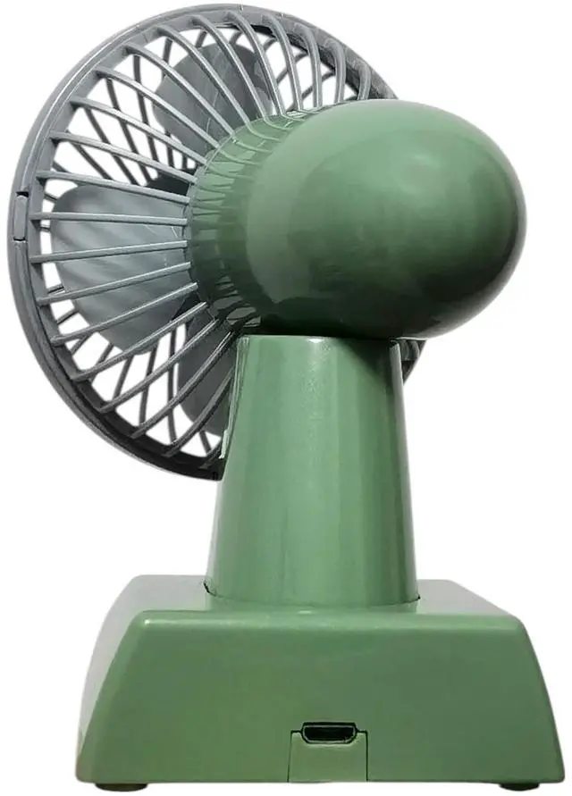 Alt view image 3 of 7 - Sourcingbay Retro 4 Inch Desk Fan  USB & Battery Powered Mini Oscillating Cooling Fan with 2 Speeds, Portable for Home Office Dorm Pets, Vintage Green Gift
