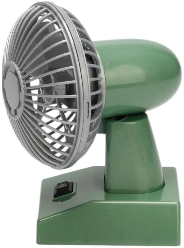 Alt view image 2 of 7 - Sourcingbay Retro 4 Inch Desk Fan  USB & Battery Powered Mini Oscillating Cooling Fan with 2 Speeds, Portable for Home Office Dorm Pets, Vintage Green Gift