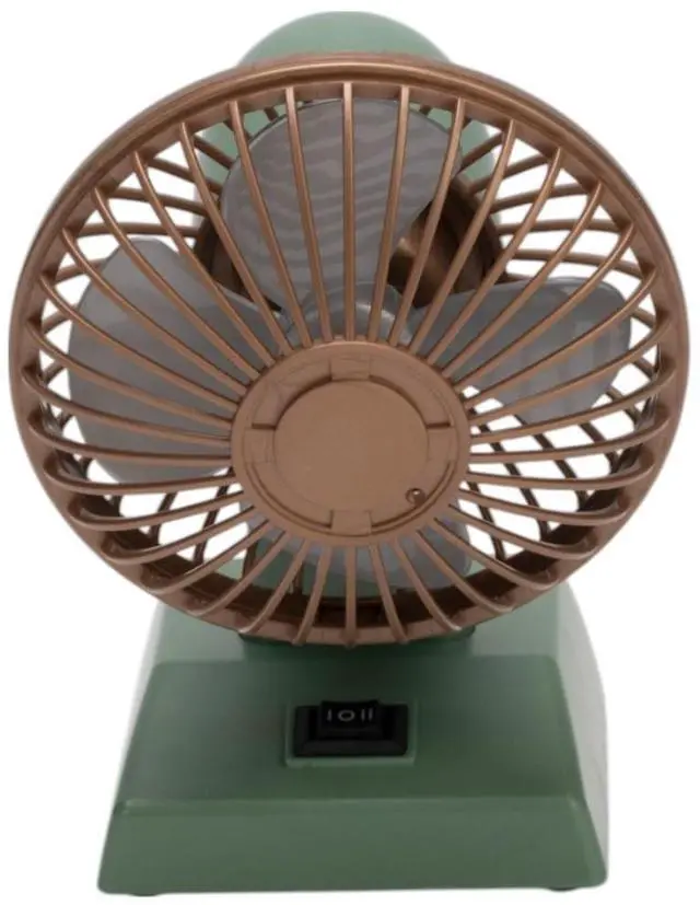 Alt view image 3 of 7 - Sourcingbay Small Desk Fan 4" USB and Battery Operated Mini Fan with 2 Speeds and Oscillating Head, Portable Cooling Table Fan for Home Office Dorm Pets, Retro Green Gift Fan