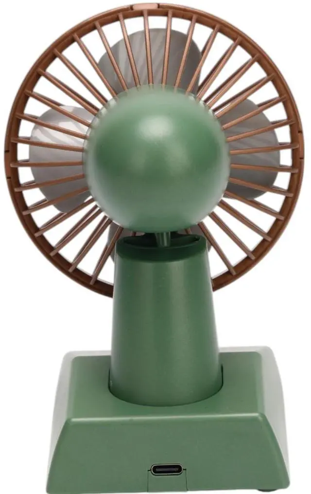 Alt view image 6 of 7 - Sourcingbay Small Desk Fan 4" USB and Battery Operated Mini Fan with 2 Speeds and Oscillating Head, Portable Cooling Table Fan for Home Office Dorm Pets, Retro Green Gift Fan