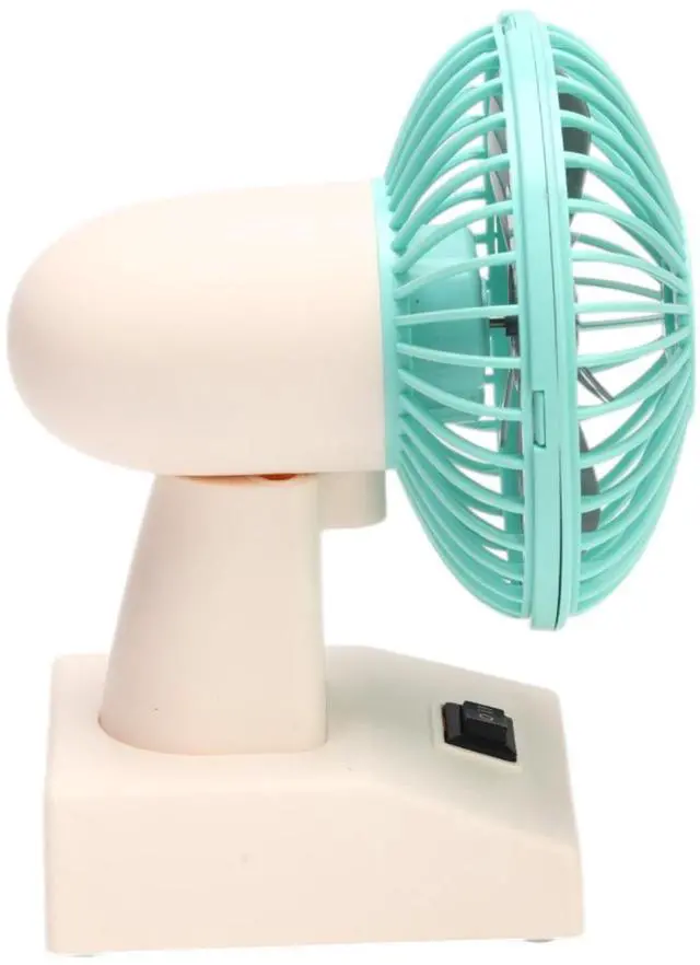 Alt view image 2 of 7 - Sourcingbay 4" Small Desk Fan  USB and Battery Operated Mini Fan with 2 Speeds and Oscillating Head, Portable Cooling Table Fan for Home Office Dorm Pets, Retro Green Gift Fan