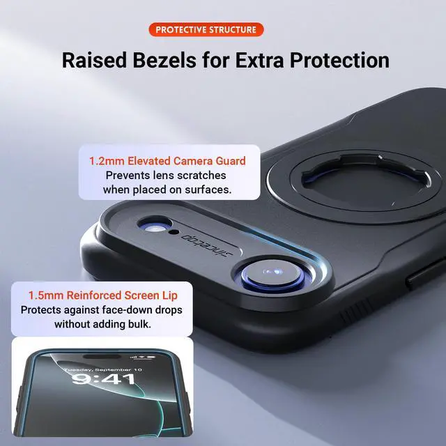 Alt view image 6 of 7 - Sourcingbay Phone Case Compatible with iPhone 17 Air, Magnetic for MagSafe, Clear Slim Shockproof Protective Cover with Bike Lock-in Design, Black