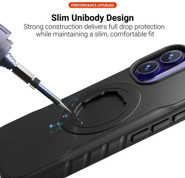 Alt view image 3 of 7 - Sourcingbay Phone Case Compatible with iPhone 16 Pro, Magnetic for MagSafe, Clear Slim Shockproof Protective Cover with Bike Lock-in Design, Black