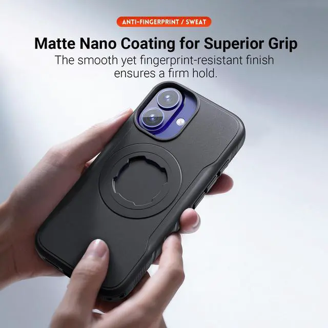 Alt view image 7 of 7 - Sourcingbay Phone Case Compatible with iPhone 16 Pro, Magnetic for MagSafe, Clear Slim Shockproof Protective Cover with Bike Lock-in Design, Black